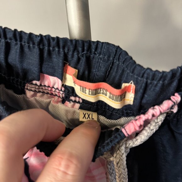 The Endless Summer Swim Trunks - Navy with Large Pink Flowers (XL) - Picture 7 of 7